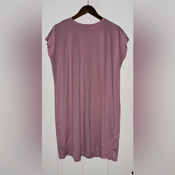 Eileen Fisher Fine Jersey Boxy Knee‎ Length Crew Neck Dress  Minimalist NWT Pink - Picture 1 of 7